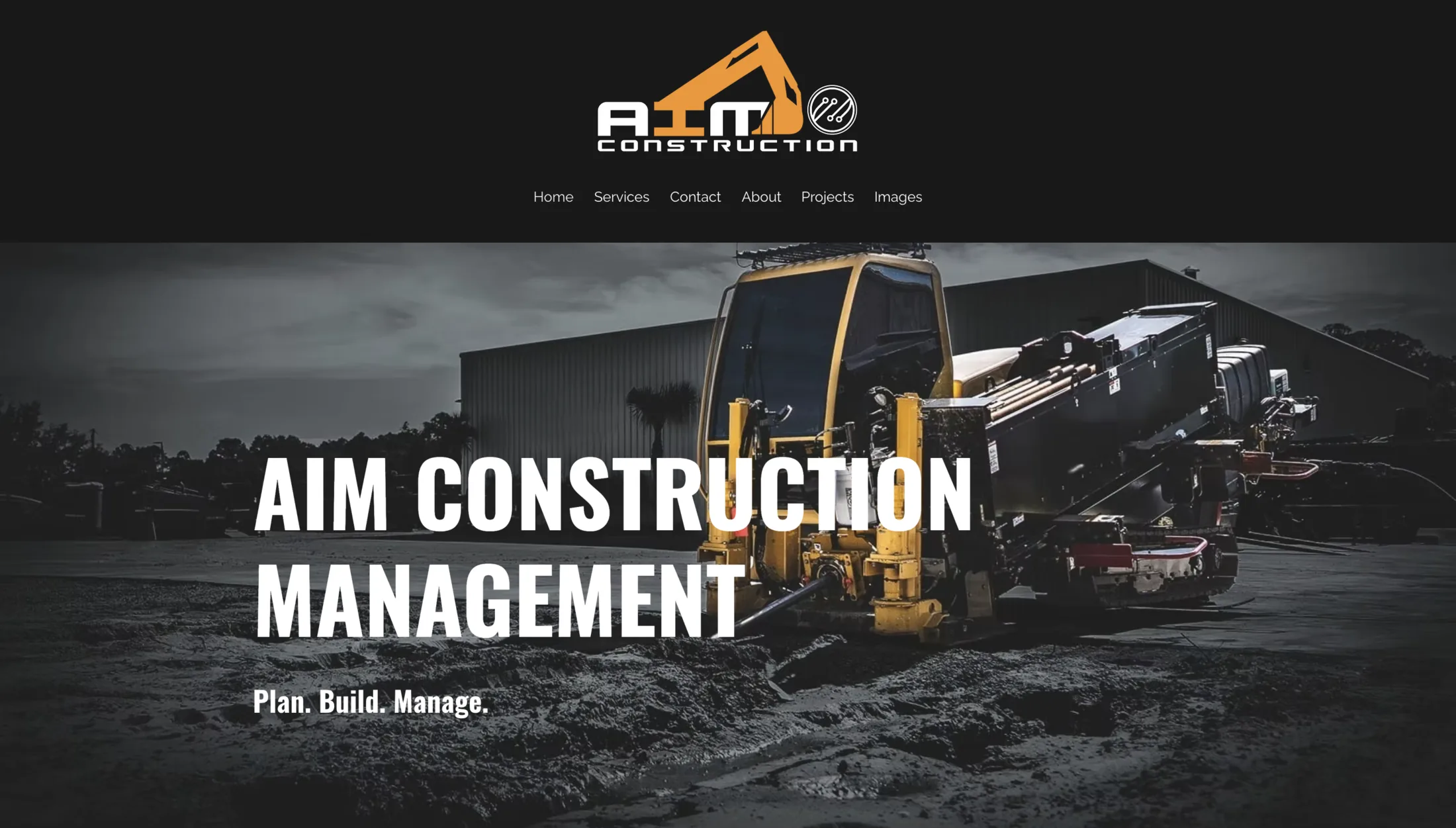 AIM Construction Website Home Page Static Image