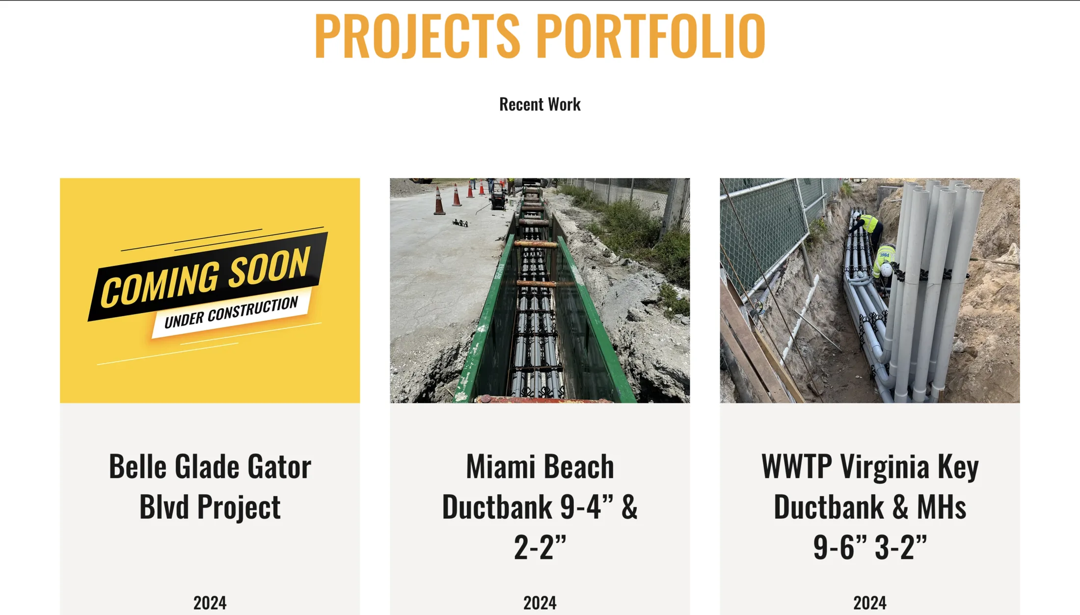 AIM Construction Website Projects Page Static Image