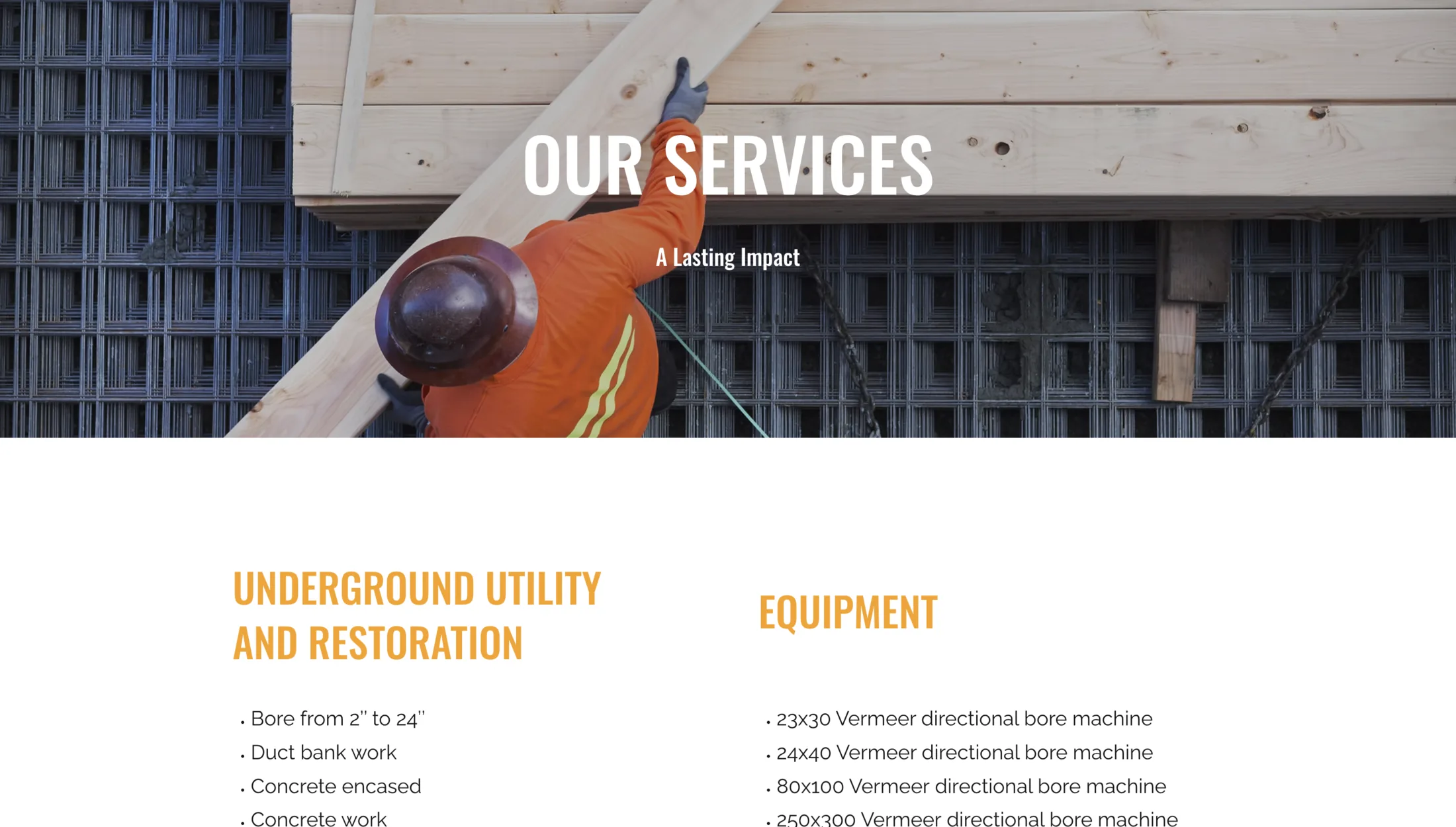 AIM Construction Website Services Page Static Image